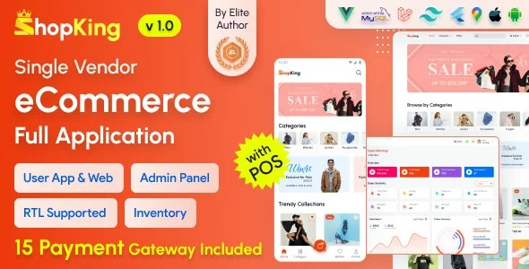 ShopKing – eCommerce App with Laravel Website Admin Panel with POS | Inventory Management